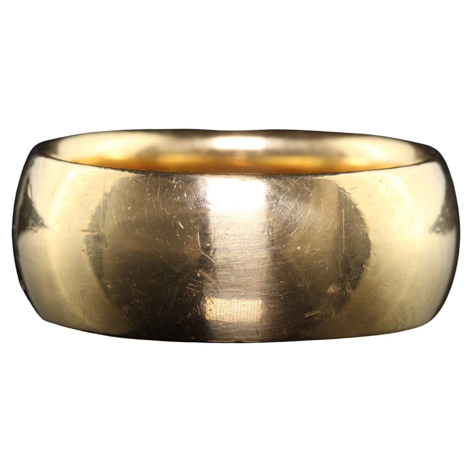 Antique Art Deco 18K Yellow Gold Black Starr and Frost Wide Wedding Band For Sale