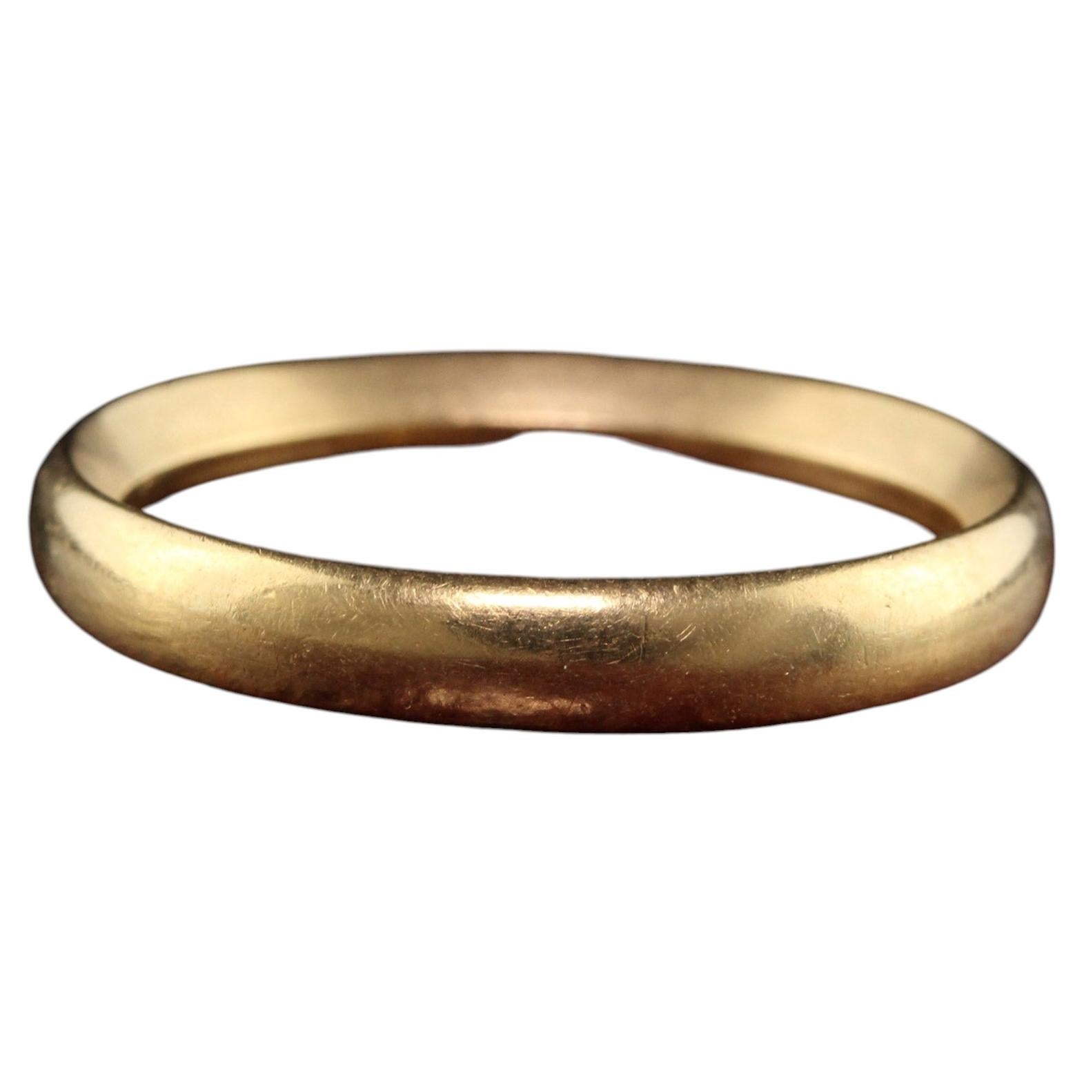 Antikes Art Deco 18K Gelbgold Klassisches Hochzeitsband