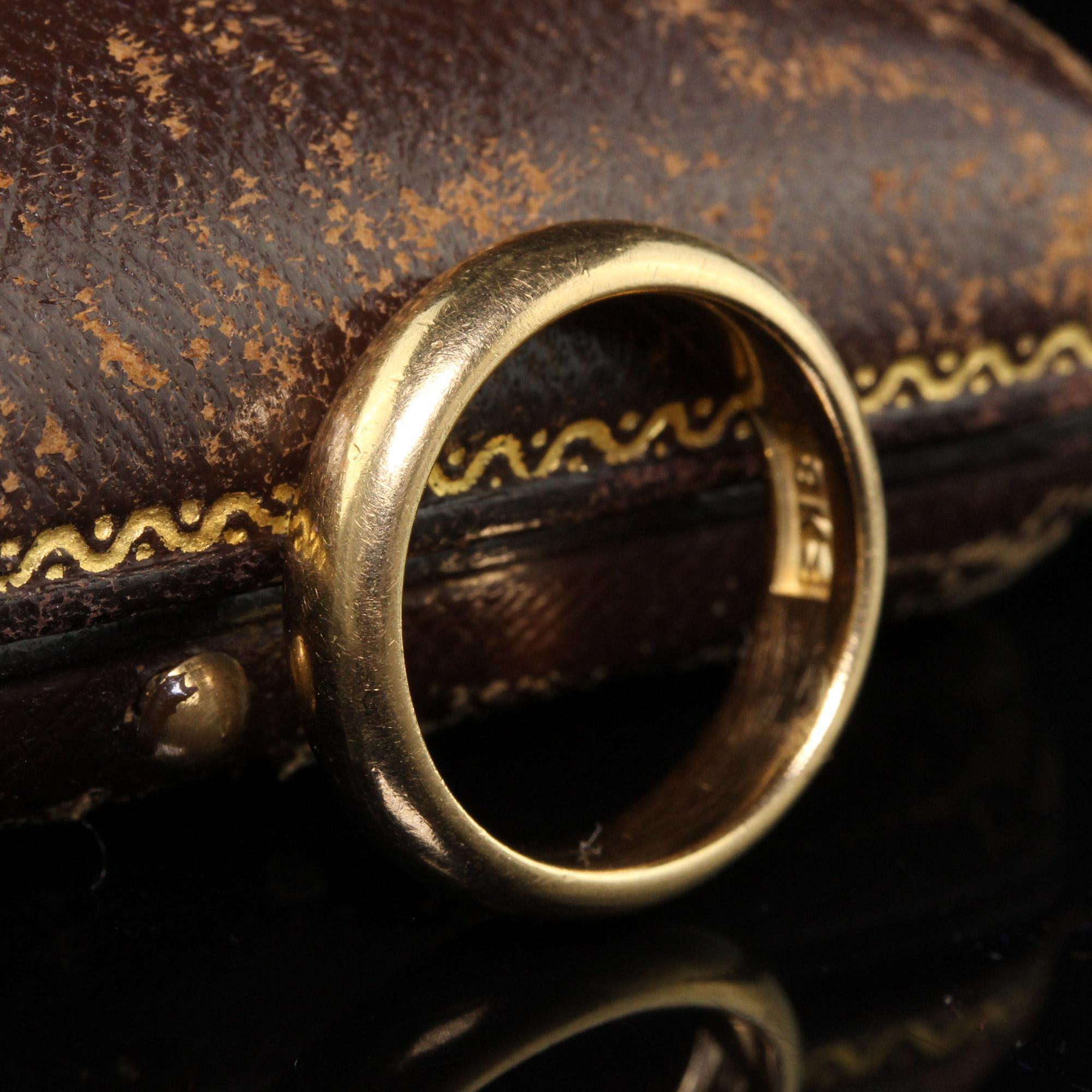 Art déco Arte Antiques Art Deco Or Jaune 18K Alliance Classique - Taille 6 en vente