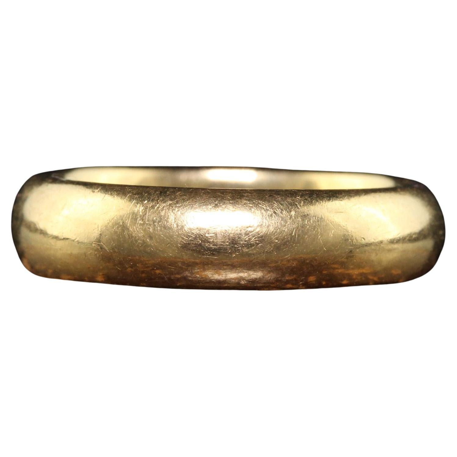 Antique Art Deco 18K Yellow Gold Classic Wide Wedding Band - Size 6