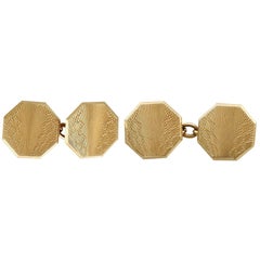 Antique Art Deco 18k Yellow Gold Cufflinks, Chester 1929, Unisex