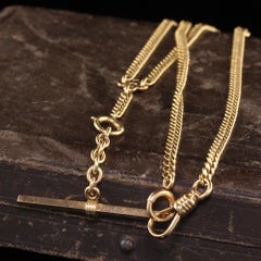Antique Art Deco 18K Yellow Gold Curb Link Chain Necklace Watch Fob