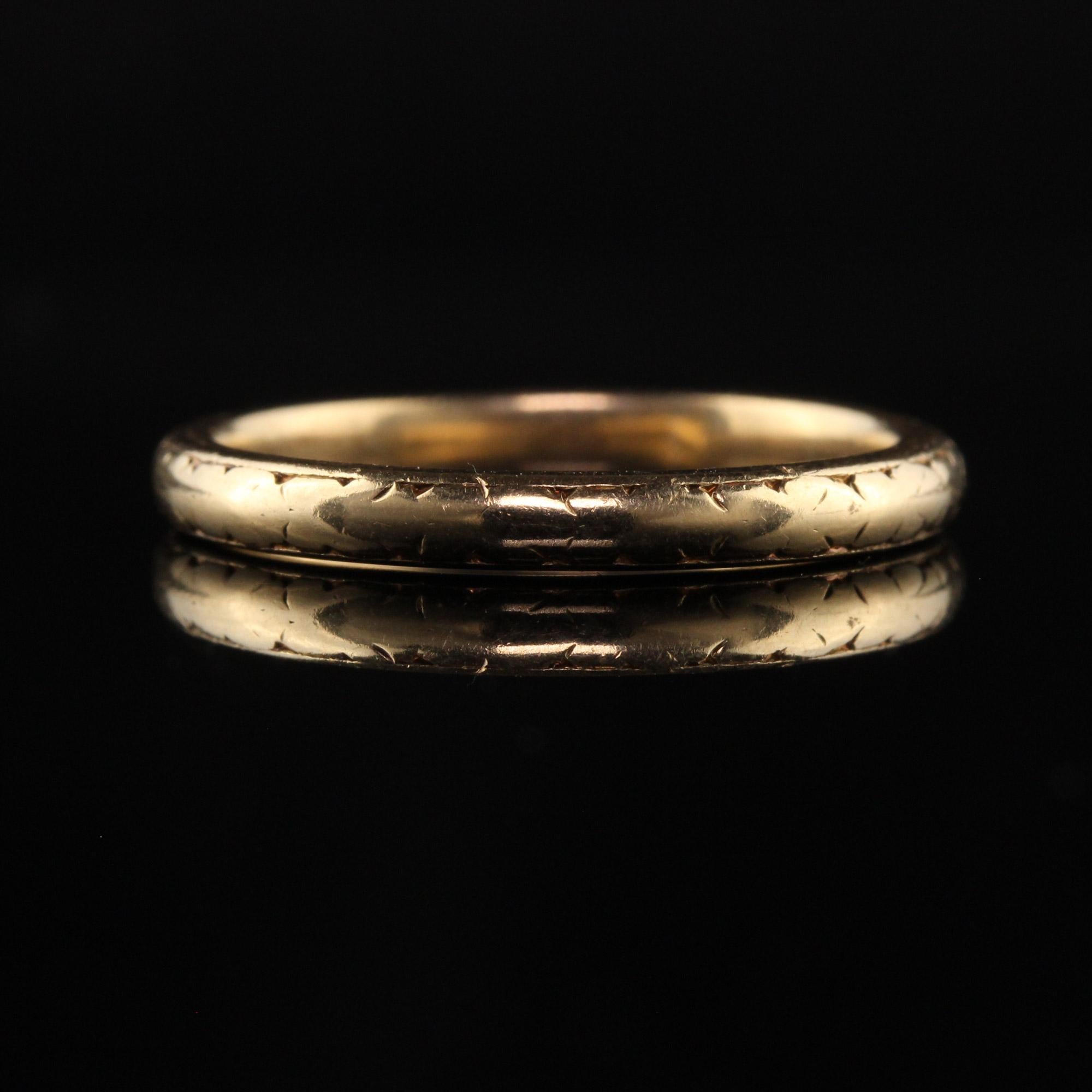 De las mujeres Alianza de boda antigua Art Decó de oro amarillo de 18 quilates grabada en venta