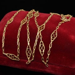 Antique Art Deco 18k Yellow Gold Intricate Link Gold Chain