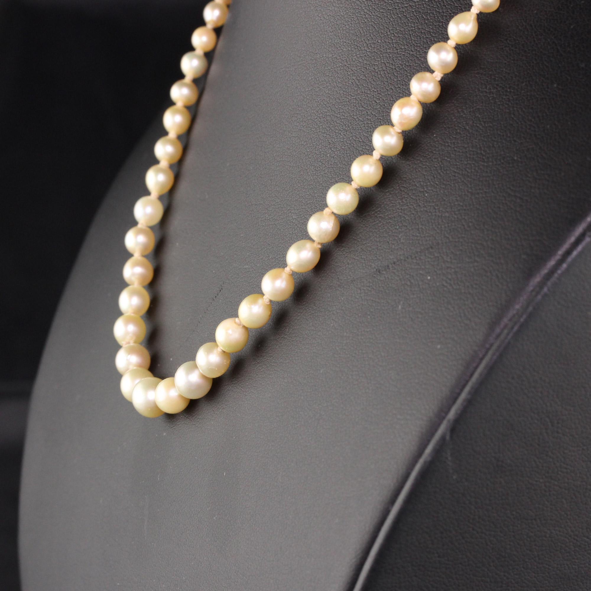 Antique Art Deco 18K Yellow Gold Natural Pearl Akoya Pearl Strand Necklace 1
