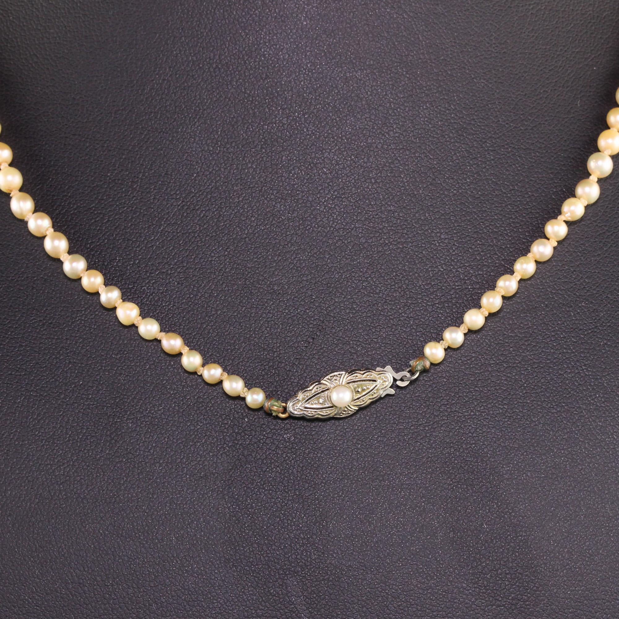 Antique Art Deco 18K Yellow Gold Natural Pearl Akoya Pearl Strand Necklace 2