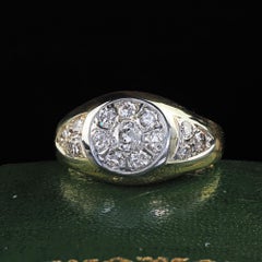 Antique Art Deco 18K Yellow Gold Old European Diamond Cluster Ring