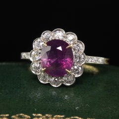 Antique Edwardian 18K Yellow Gold Platinum Kashmir Sapphire Engagement Ring IGI