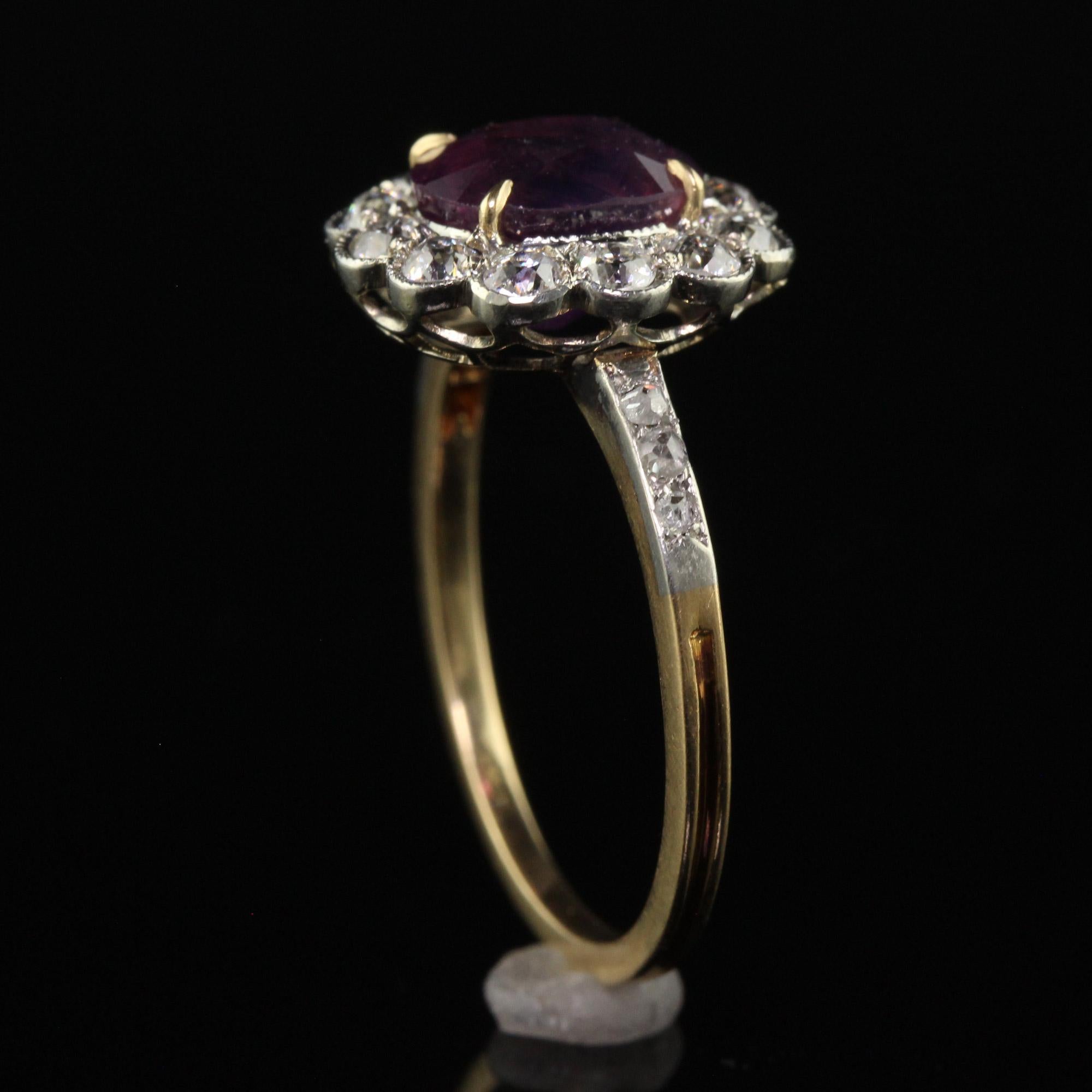 Women's Antique Edwardian 18K Yellow Gold Platinum Kashmir Sapphire Engagement Ring IGI For Sale