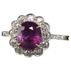 Antique Edwardian 18K Yellow Gold Platinum Kashmir Sapphire Engagement Ring IGI