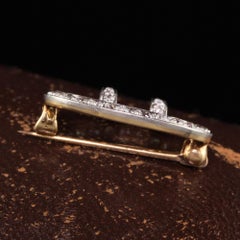 Antique Art Deco 18K Yellow Gold Platinum Old Mine Diamond Buckle Pin