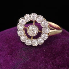 Antique Art Deco 18 Karat Yellow Gold Platinum Top Diamond Engagement Ring