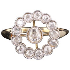 Antique Art Deco 18 Karat Yellow Gold Platinum Top Diamond Engagement Ring