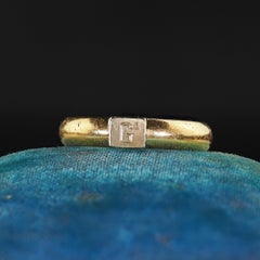 Antique Art Deco 18K Yellow Gold Signet Wedding Band Ring - Size 10 1/2