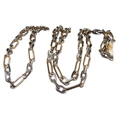 Antike Art Deco 18K Gelbgold zweifarbige Papier-Clip-Halskette Halskette - 26 Zoll