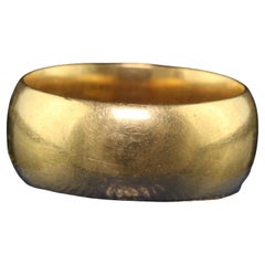 Antique Art Deco 18K Yellow Gold Wide Wedding Band - Size 7 1/4