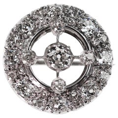 Antique Art Deco 1920 Old European Cut Diamond Circular Brooch in 18 carat Gold