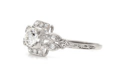 Antique Art Deco 1920s 0.80 Carat Old European Cut Diamond Engagement Ring