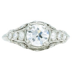 Antique Art Deco 1920s 0.80 Carat Old Mine Cut Diamond Engagement Ring