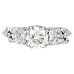 Antique Art Deco 1920s 1.00 Carat Old European Cut Diamond Engagement Ring
