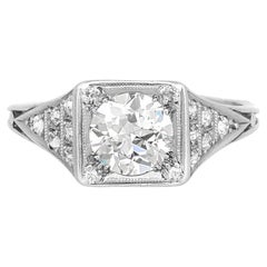 Antique Art Deco 1920s 1.00 Carat Old European Cut Diamond Engagement Ring