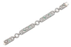 Antique Art Deco 1920s 10.00 Carat Diamond Bracelet with Emeralds