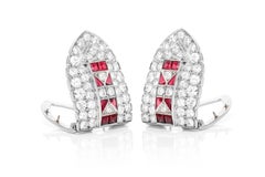 Antique Art Deco 1920s 10.00 Carat Diamond & Ruby Double Clips