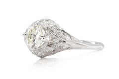 Antique Art Deco 1920s 1.01 Carat Old European Cut Diamond Engagement Ring