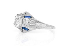 Antique Art Deco 1920s 1.07 Carat Old European Cut Diamond Engagement Ring