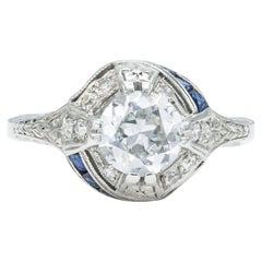 Antique Art Deco 1920s 1.20 Carat Old European Cut Diamond Engagement Ring
