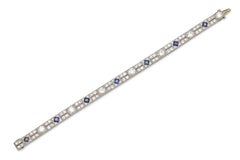 Antique Art Deco 1920s 12.00 Carat Diamond and 3.00 Carat Sapphire Line Bracelet