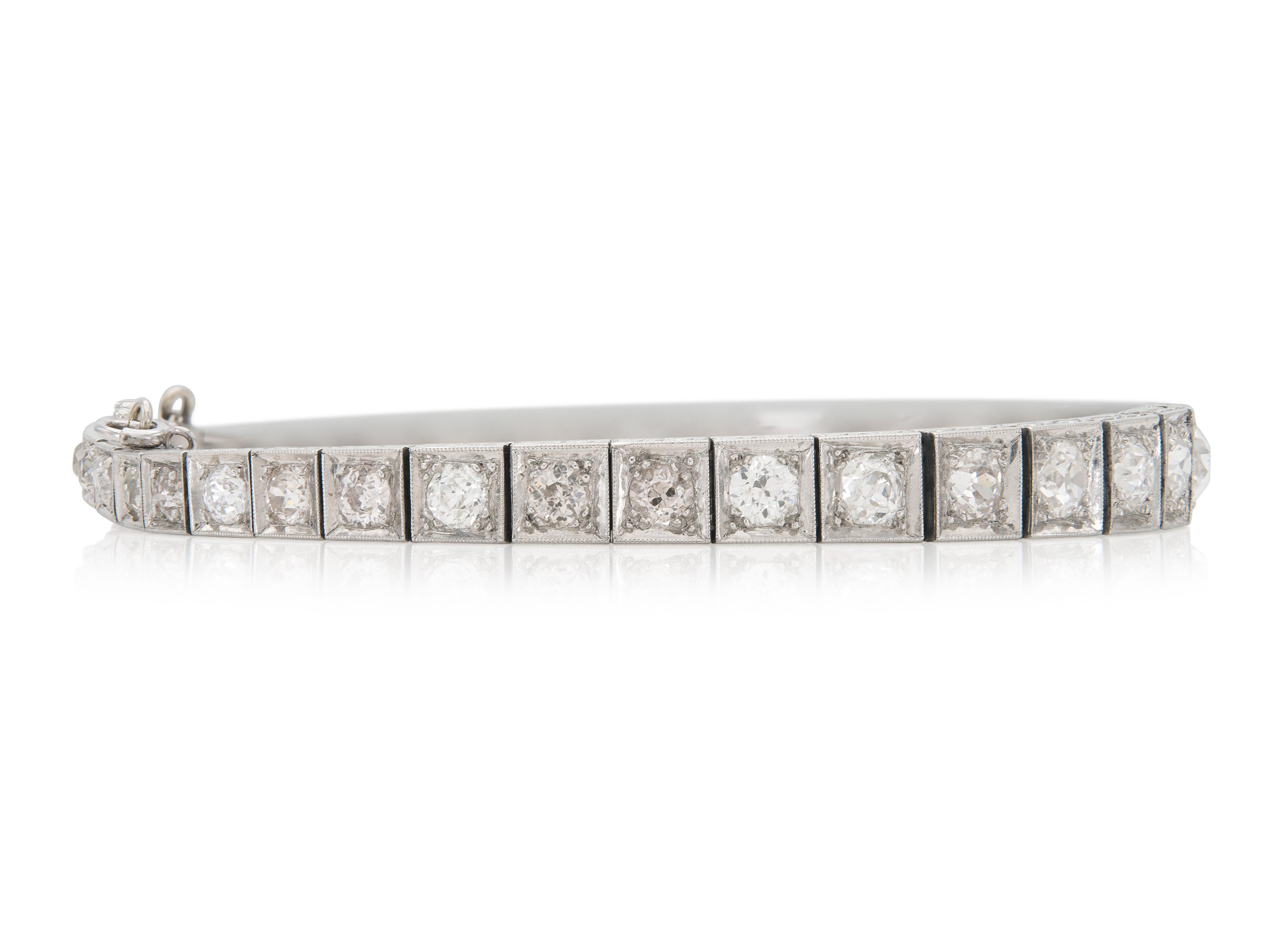 Old Mine Cut Antique Art Deco 1920s 12.50 Carat Diamond Line Bracelet For Sale