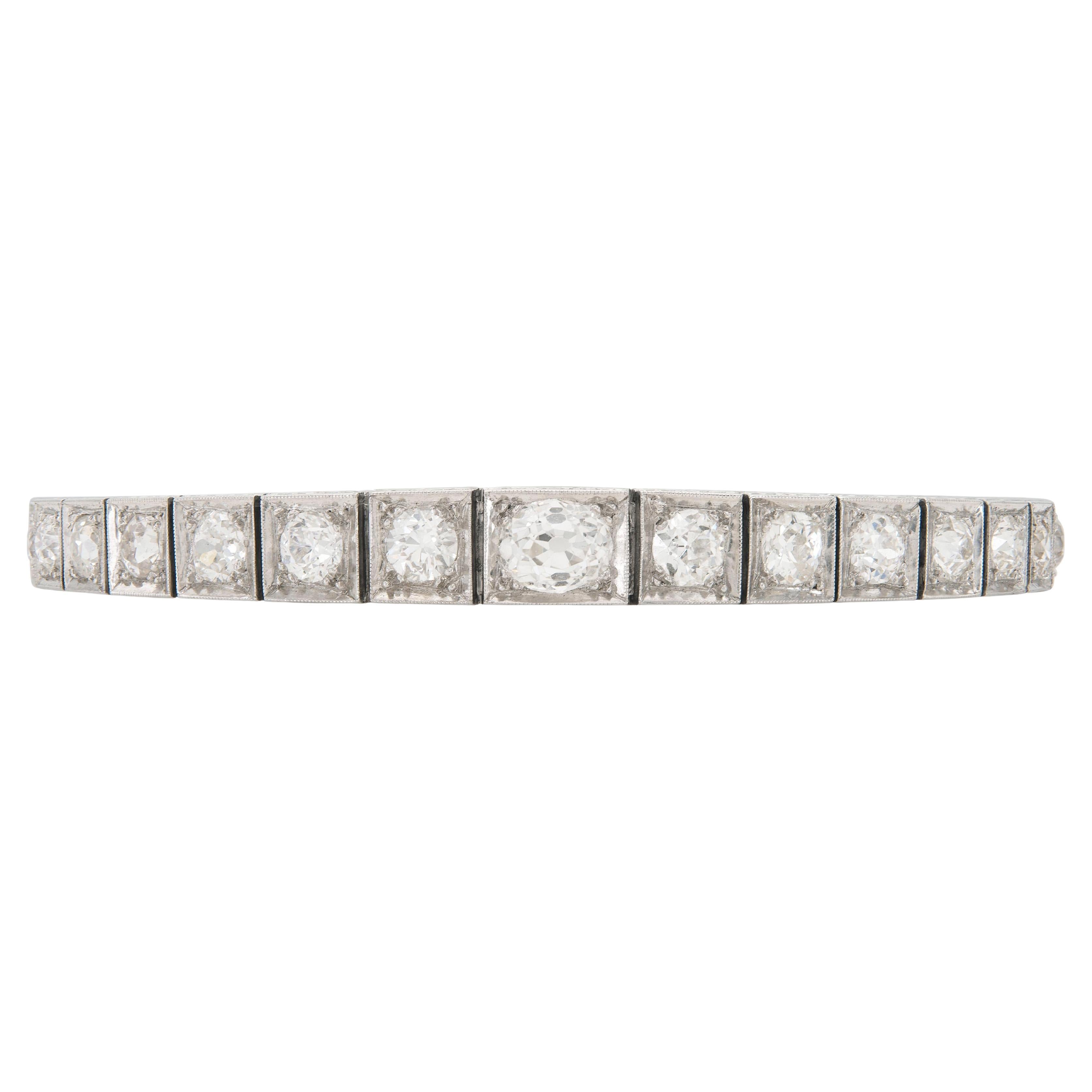 Antique Art Deco 1920s 12.50 Carat Diamond Line Bracelet