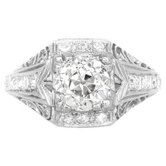 Antiker Art Deco 1920er Jahre 1,38 Karat Diamant-Verlobungsring mit europäischem Schliff