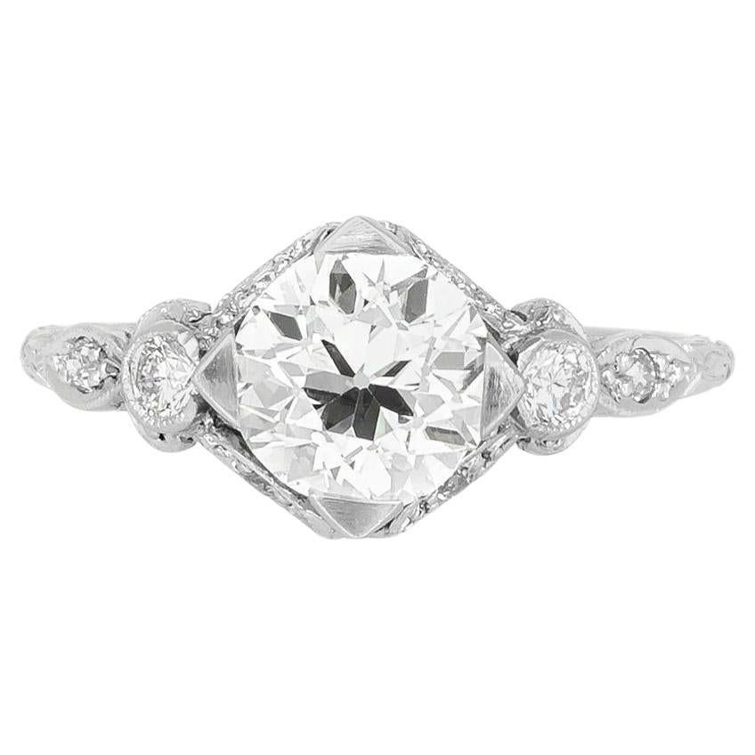 Antique Art Deco 1920s 1.45 Carat Old European Cut Diamond Engagement Ring