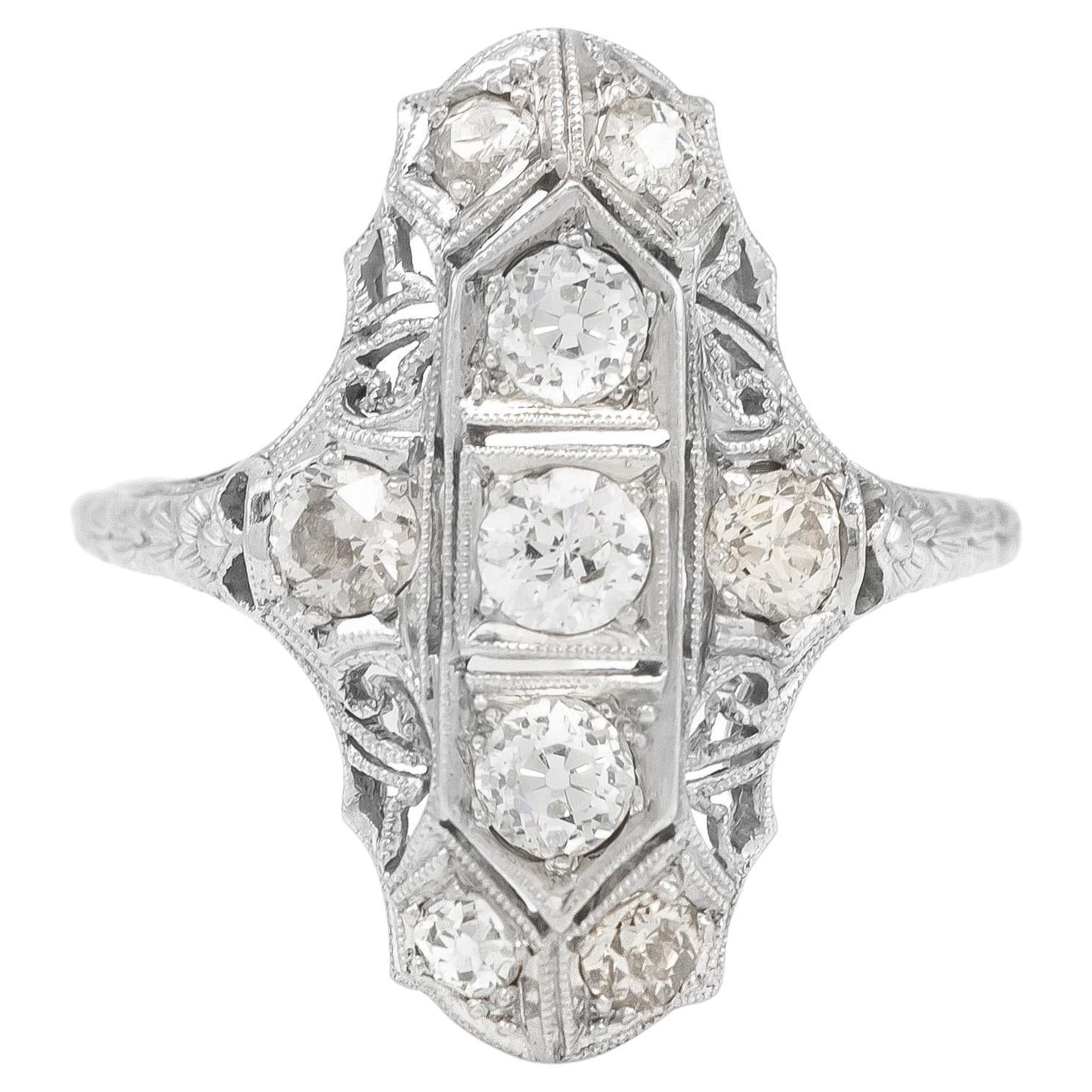 Antiker Art Deco 1920er Jahre 1,50 Karat Diamant Dinner Ring