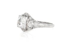 Antique Art Deco 1920s 1.50 Carat Old European Cut Diamond Engagement Ring