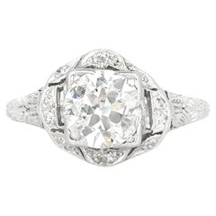 Antique Art Deco 1920s 1.50 Carat Old European Cut Diamond Engagement Ring