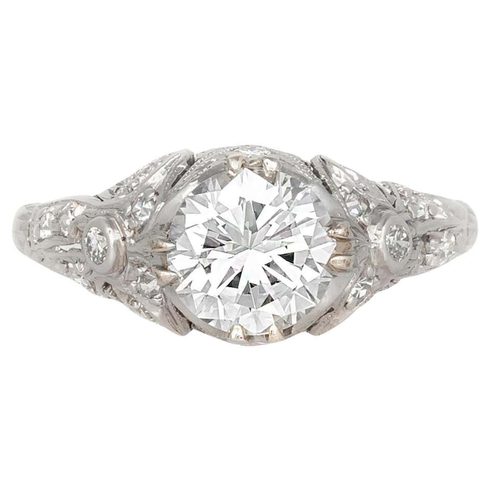 European Rings Designs Antique 1.61 Carats Old European Cut Diamond Filigree Engagement Ring ...