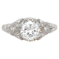Antiguo Anillo de Compromiso de Diamantes de Corte Europeo Antiguo Art Decó de 1920 de 1,51 quilates