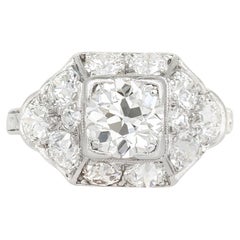 Antique Art Deco 1920s 1.60 Carat Old European Cut Diamond Engagement Ring