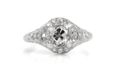 Antique Art Deco 1920s 1.75 Carat Old Mine Cut Diamond Engagement Ring