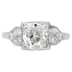 Antique Art Deco 1920s 1.75 Carat Old Mine Cut Diamond Engagement Ring
