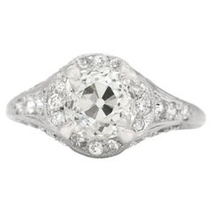 Antique Art Deco 1920s 1.75 Carat Old Mine Cut Diamond Engagement Ring