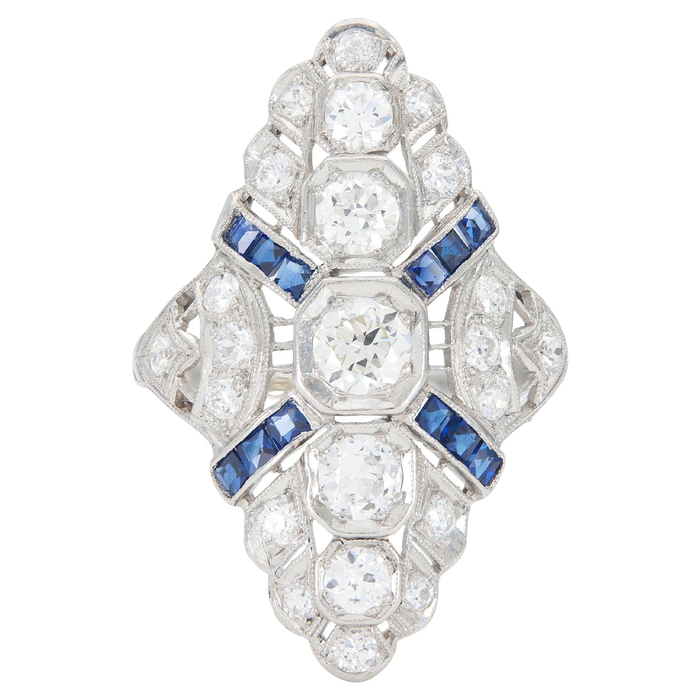 Antique Art Deco 1920s 1.80 Carat Diamond Dinner Ring with Diamonds