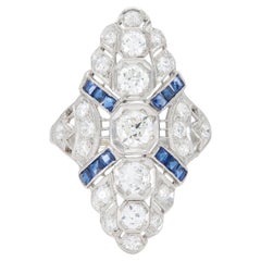 Antique Art Deco 1920s 1.80 Carat Diamond Dinner Ring with Diamonds