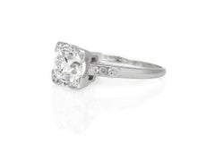 Bague de fiançailles Art déco ancienne des années 1920 avec diamant taille européenne ancienne de 1,87 carat