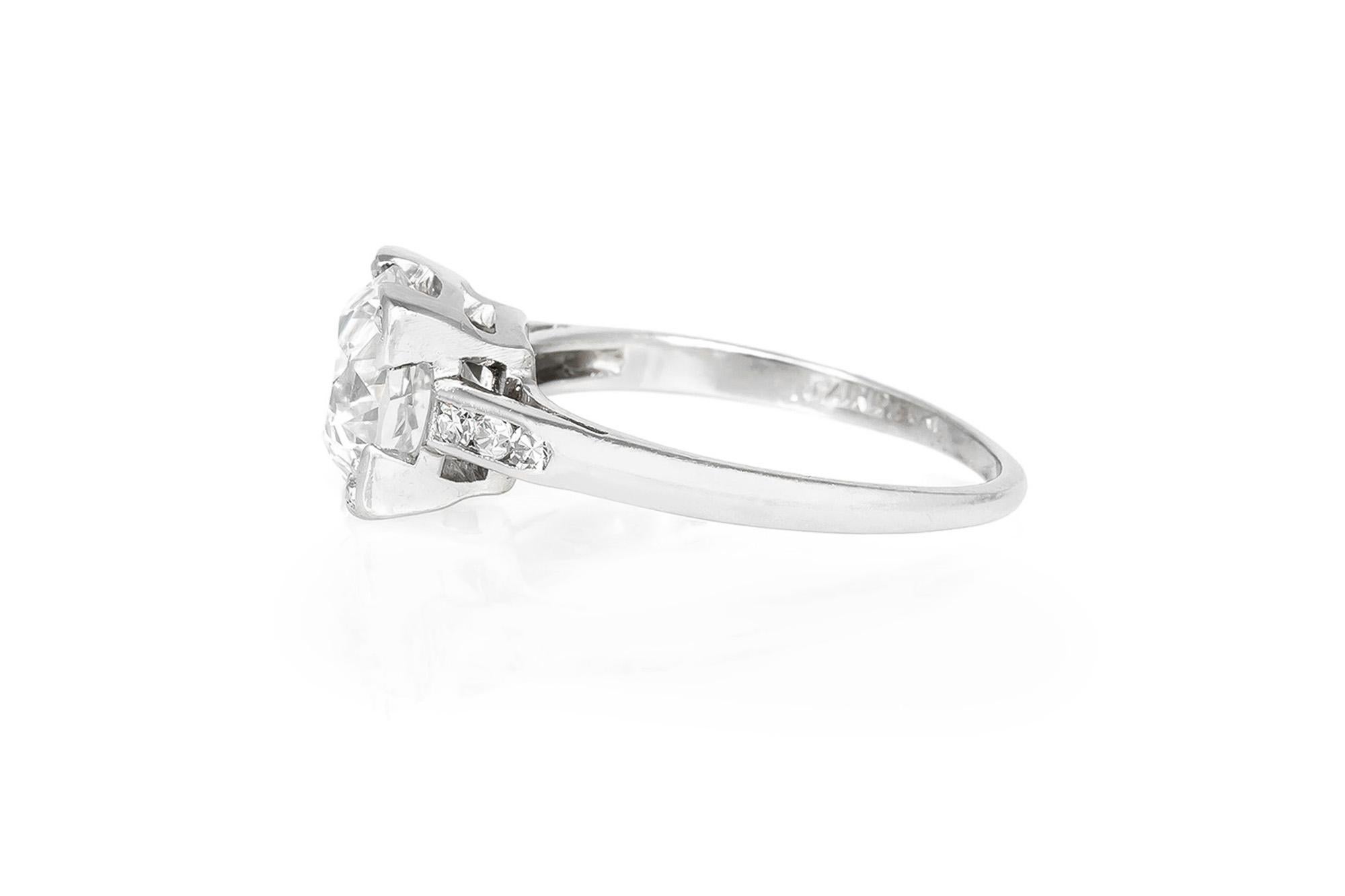 Taille vieille Europe Bague de fiançailles Art déco ancienne des années 1920 avec diamant taille européenne ancienne de 1,87 carat en vente