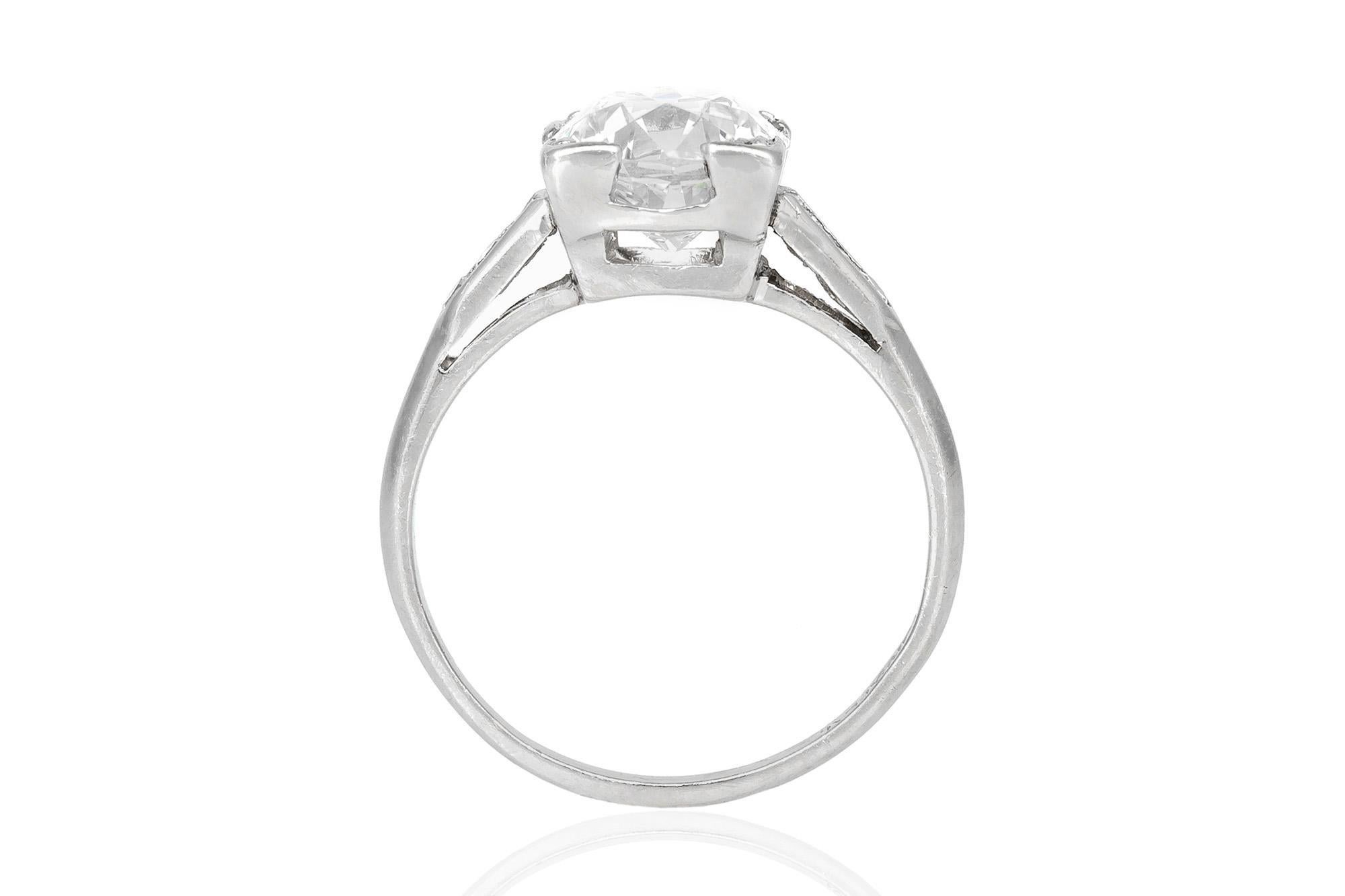 Bague de fiançailles Art déco ancienne des années 1920 avec diamant taille européenne ancienne de 1,87 carat Bon état - En vente à New York, NY