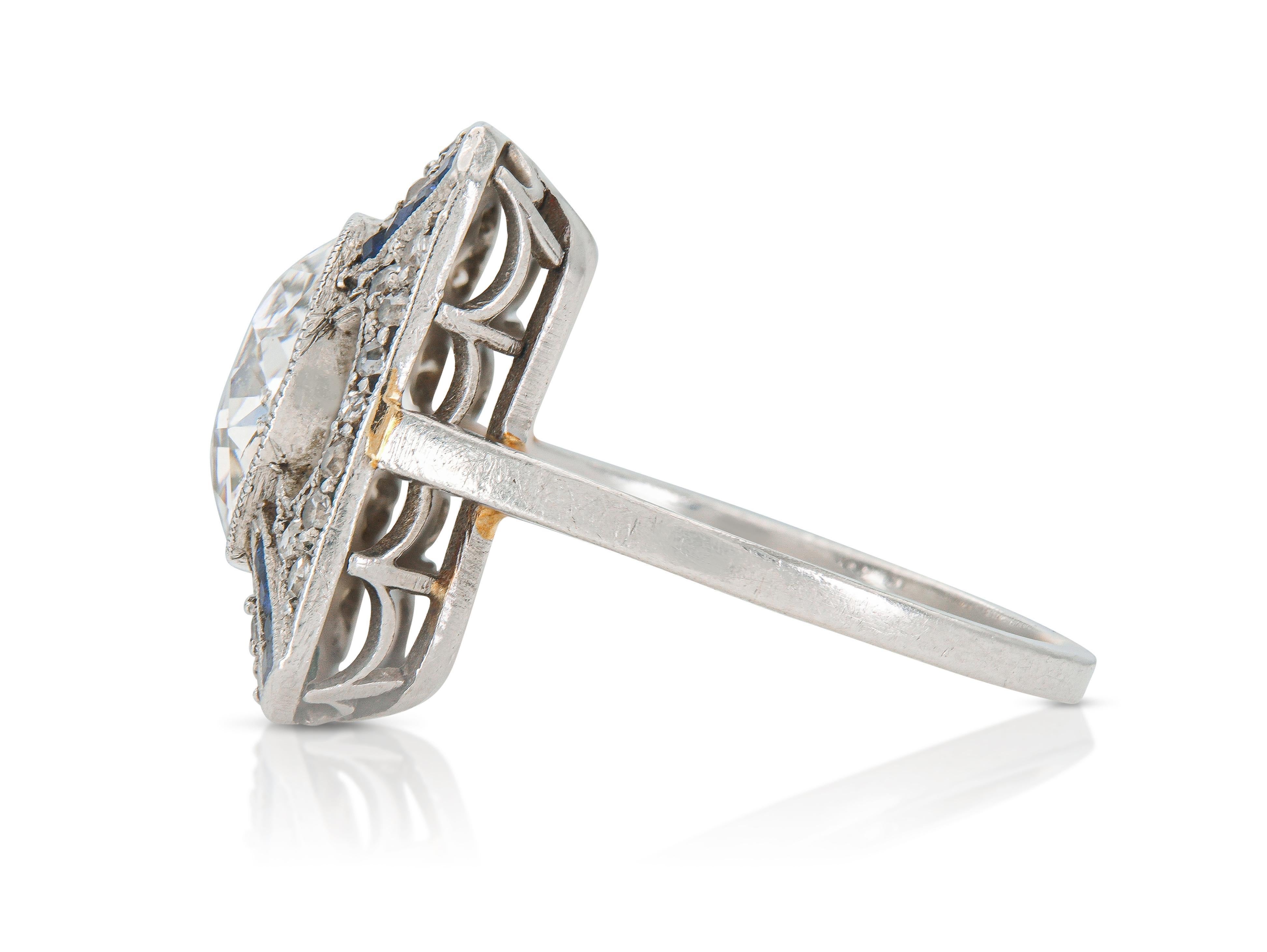 Taille vieille Europe Bague de fiançailles Art déco ancienne des années 1920 avec diamant taille européenne ancienne de 2,00 carats en vente